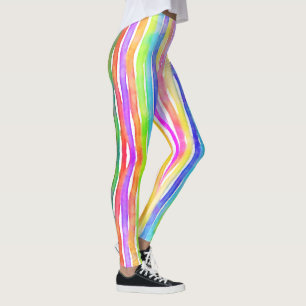 Bright Colorful Modern Striped Yoga Capri Leggings