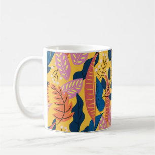 Bright colorful pattern with tropical leaves,berri coffee mug