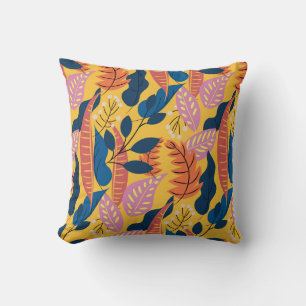 Bright colorful pattern with tropical leaves,berri cushion