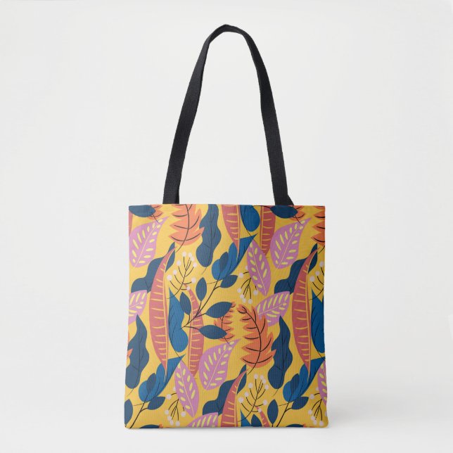 Bright colorful pattern with tropical leaves,berri tote bag (Front)