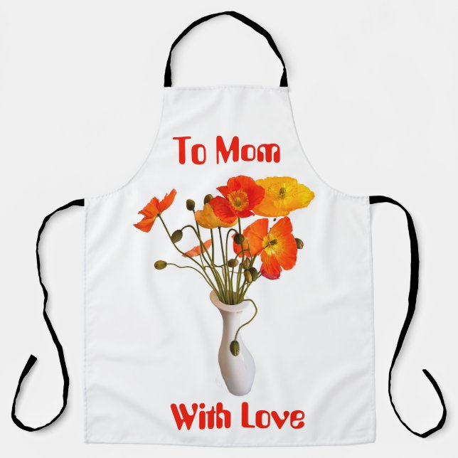 Bright colorful poppy with message apron (Front)