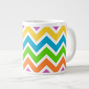 Bright Colorful Rainbow Chevron Pattern Large Coffee Mug