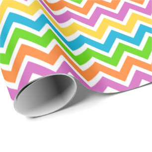 Bright Colorful Rainbow Chevron Pattern Wrapping Paper