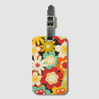 Bright Colorful Retro Cute Floral Pattern Luggage Tag
