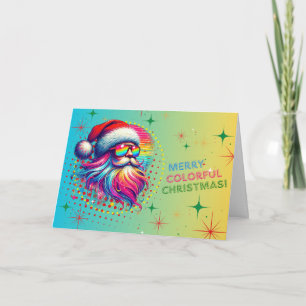 Bright Colorful Santa Claus Christmas Card