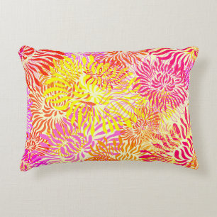 Bright Colorful Spring Flower Print Decorative Cushion