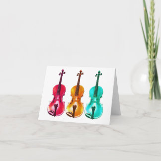 BRIGHT COLORFUL VIOLINS note card