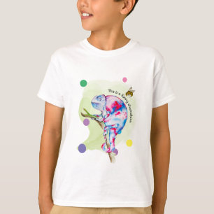 Bright colorful watercolor chameleon and bee. T-Shirt