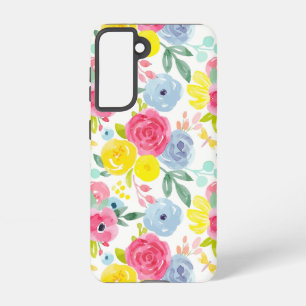 Bright Colorful Watercolor Floral Pattern Samsung Galaxy Case