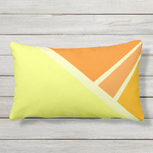 Bright Colorful Yellow Orange Summer Retro Lumbar Cushion