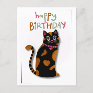 Bright Colors Cute Cat Birthday Card