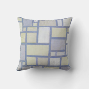 Bright Colors Gray Lines   Piet Mondrian   Cushion