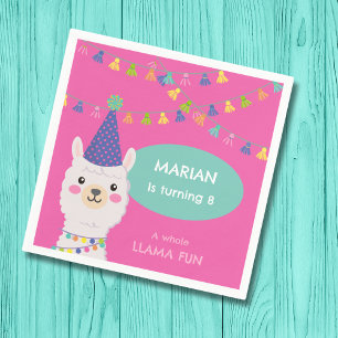 Bright colors llama party napkin