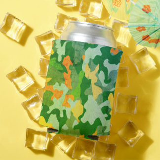 Bright Colour Camo Pattern Can Cooler