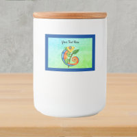 Bright Colour Cartoon Cute Lizard Leaf Blue Border