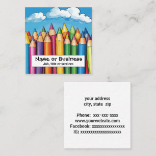 Bright colour crayons square business card