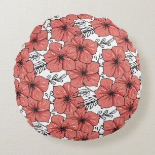 Bright Colour Floral Sketch, Seamless. Round Cushion