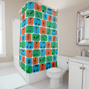 Bright colour Musical Notes Shower Curtain