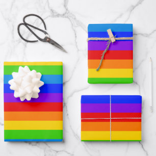 Bright Colour Rainbow Stripes Wrapping Paper Sheet