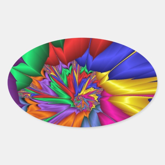 Bright Colour Spiral Oval Sticker (Front)