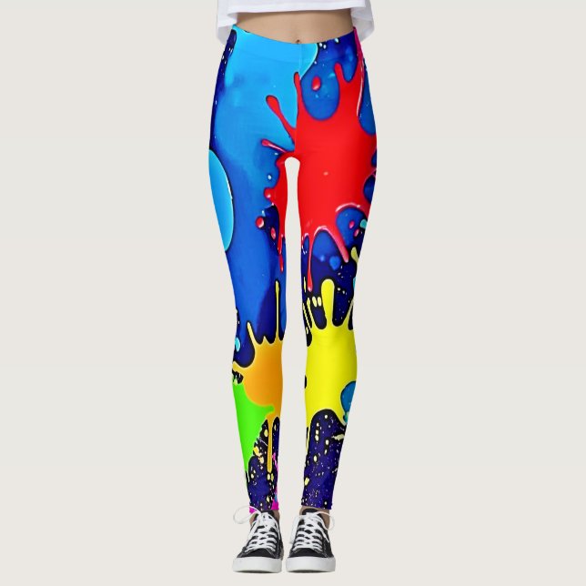 Bright Colour Splatter Leggings (Front)