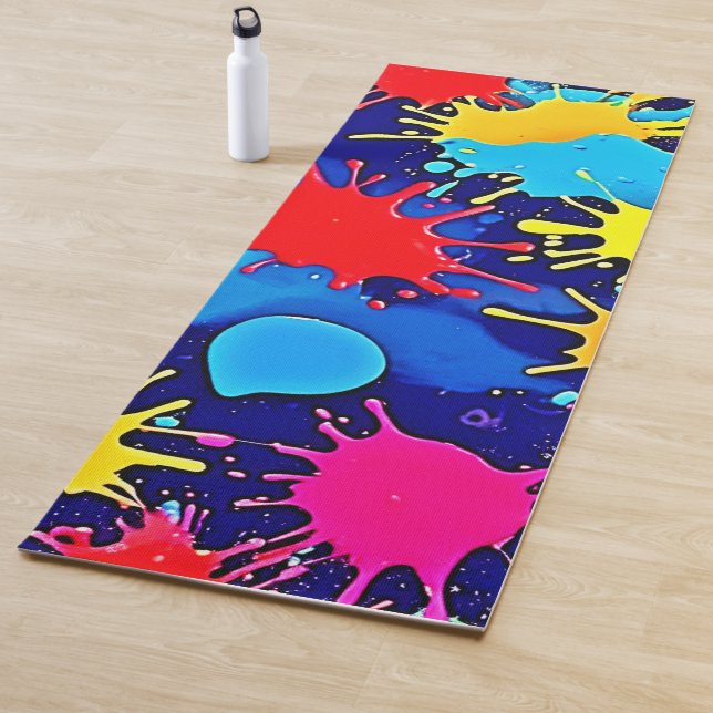 Bright Colour Splatter Yoga Mat (In Situ)