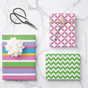 Bright Colour Stripes Modern Fun Hip Timeless Wrapping Paper Sheet