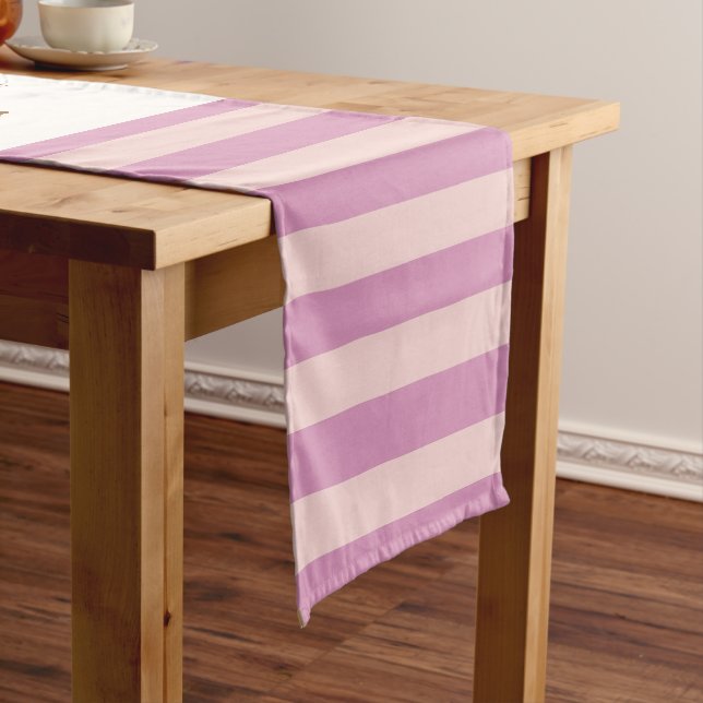 Bright Colour Stripes Modern Personalised Message Short Table Runner (In Situ)