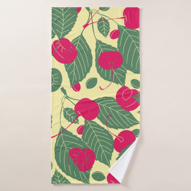 Bright colour summer pattern with cherries. Illust Bath Towel (Bath Towel)