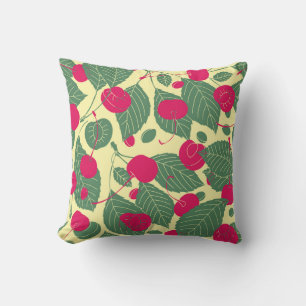Bright colour summer pattern with cherries. Illust Cushion