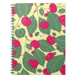 Bright colour summer pattern with cherries. Illust Notebook