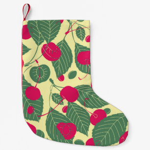 Bright colour summer pattern with cherries. Illust Small Christmas Stocking