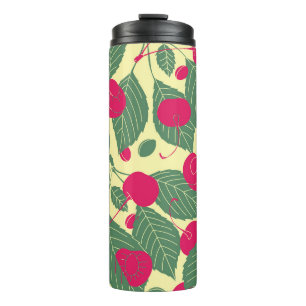 Bright colour summer pattern with cherries. Illust Thermal Tumbler