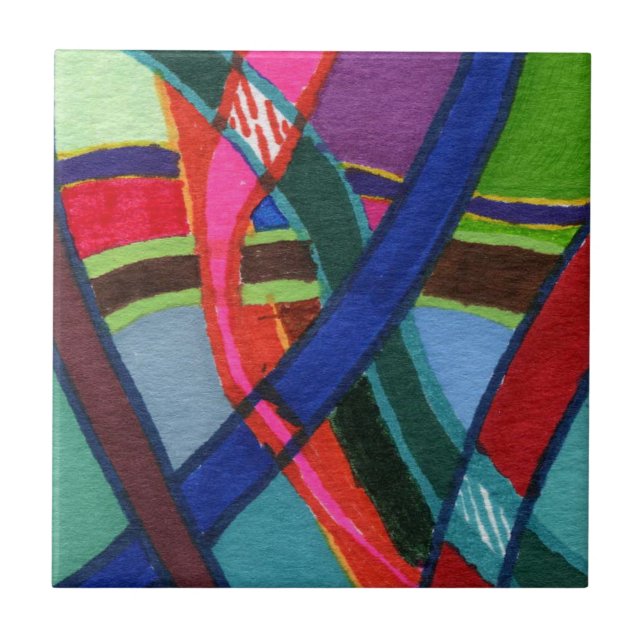 Bright coloured abstract with roads of colour tile (Front)