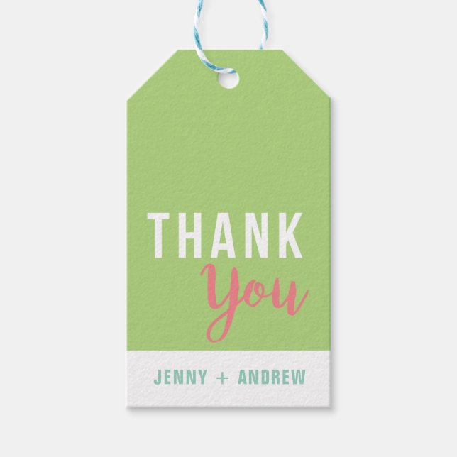 Bright Coloured Bridal Shower Thank You Gift Tag (Front)