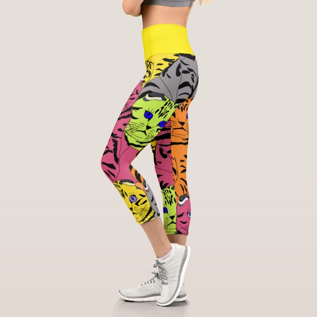 Bright Coloured Cat Face Capris (Left)