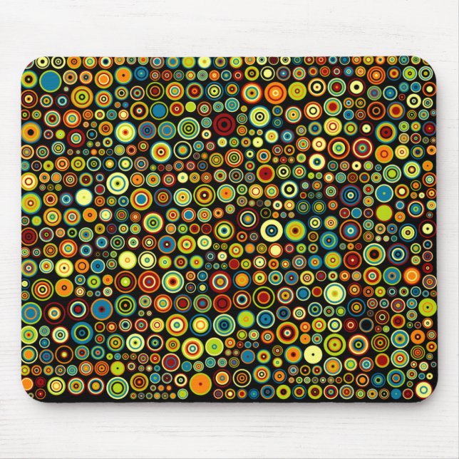 Bright Coloured Dots in Trendy Retro Style Mouse Pad (Front)