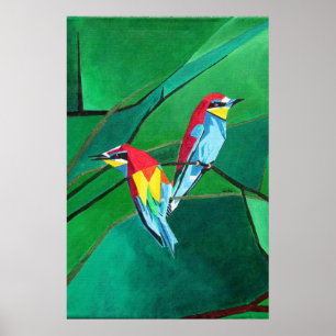 Bright Coloured European Bee Eater Bird Poster