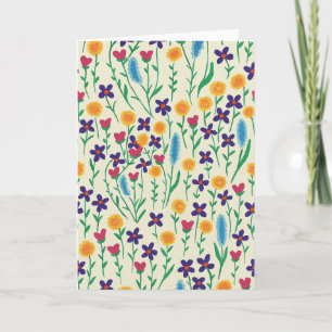 Bright Coloured Floral Watercolor Blank Card 