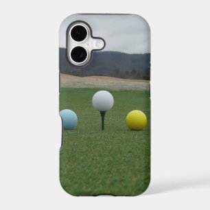 bright coloured Golf Balls on a mountain