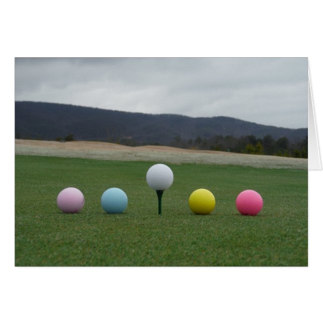 bright coloured Golf Balls on a mountain (Front Horizontal)