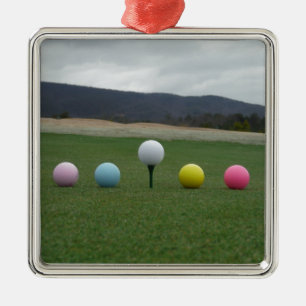 bright coloured Golf Balls on a mountain Metal Tree Decoration