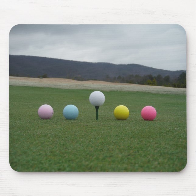bright coloured Golf Balls on a mountain Mouse Pad (Front)