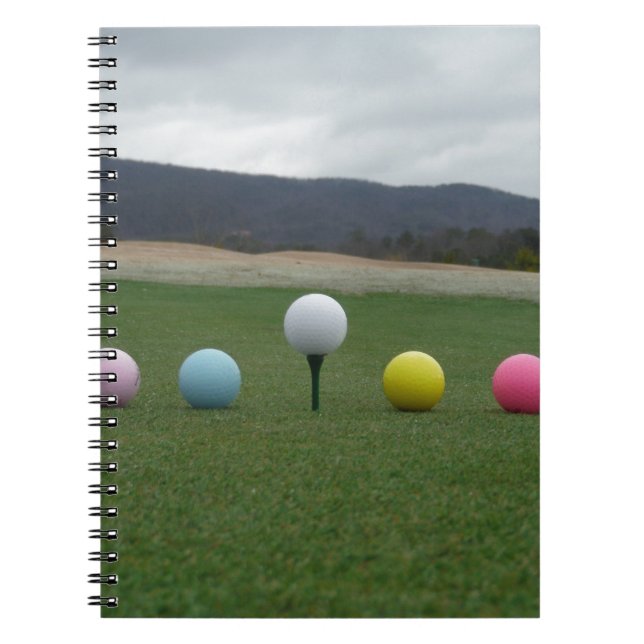 bright coloured Golf Balls on a mountain Spiral Notebook (Front)