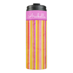 Bright Coloured Grunge Stripes Personalised Thermal Tumbler
