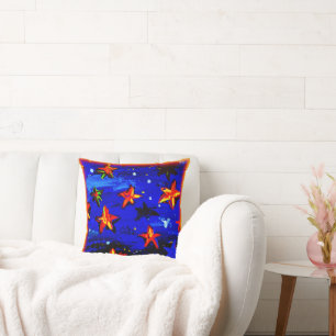 Bright Coloured Orange Stars. Buy Now Cushion