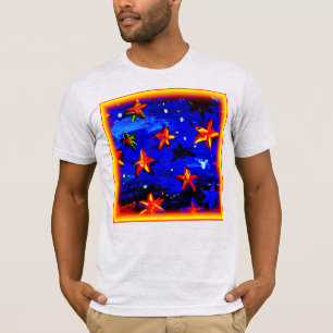 Bright Coloured Orange Stars. Buy Now T-Shirt