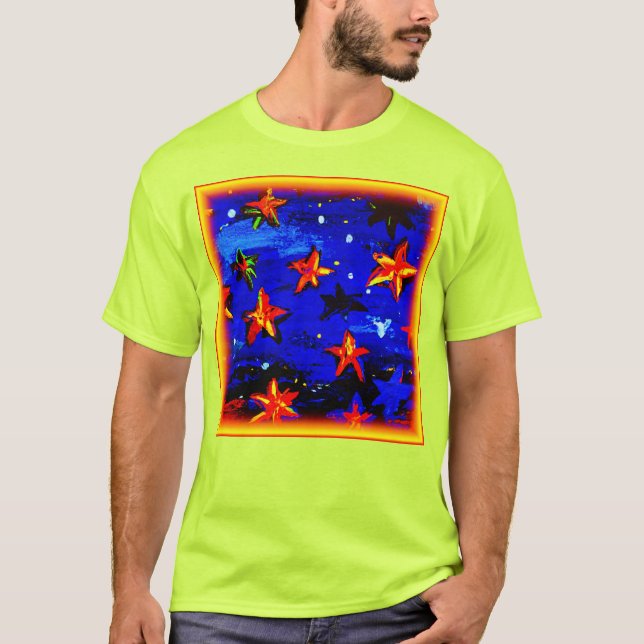 Bright Coloured Orange Stars. Buy Now T-Shirt (Front)