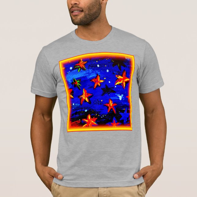 Bright Coloured Orange Stars. Buy Now T-Shirt (Front)