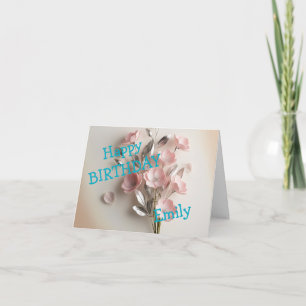 Bright Coloured Pink Yellow Roses Floral Watercolo Card